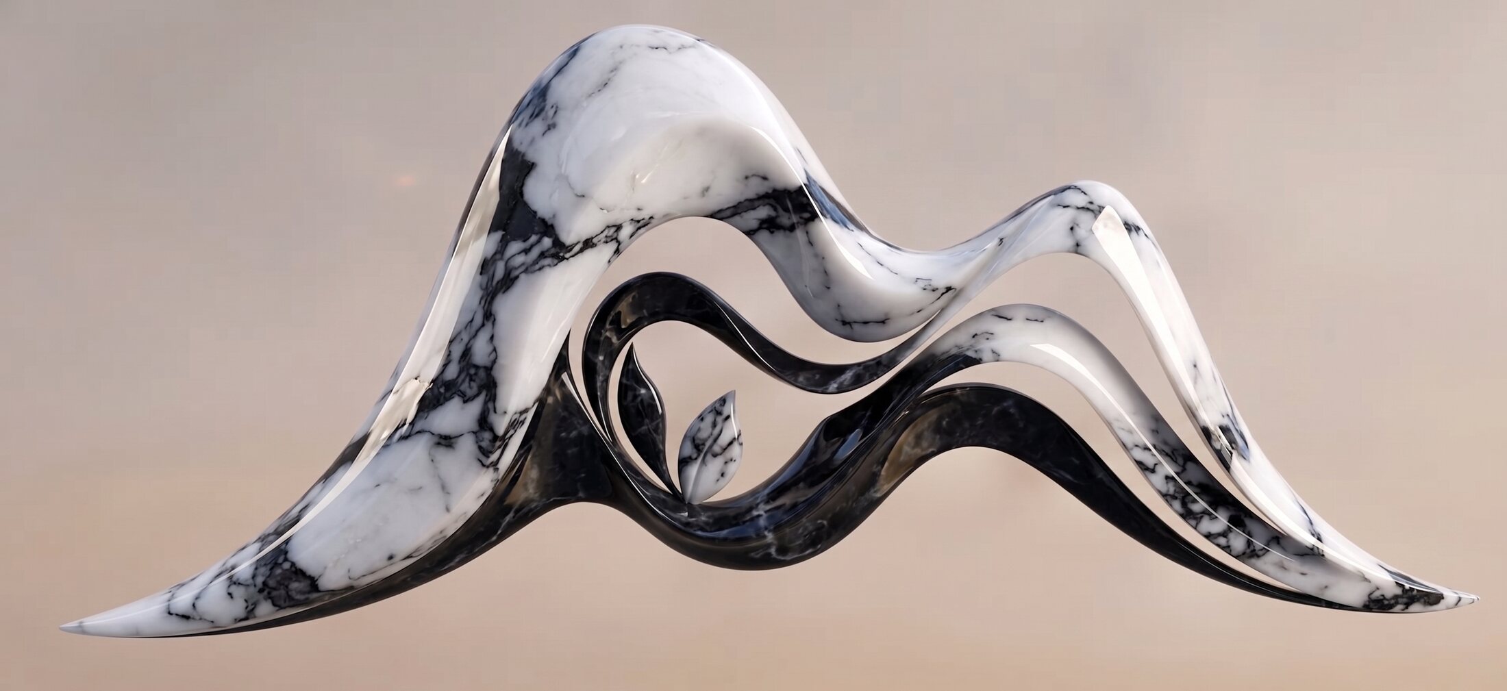 Close detail of grey veining drifting through white marble.
