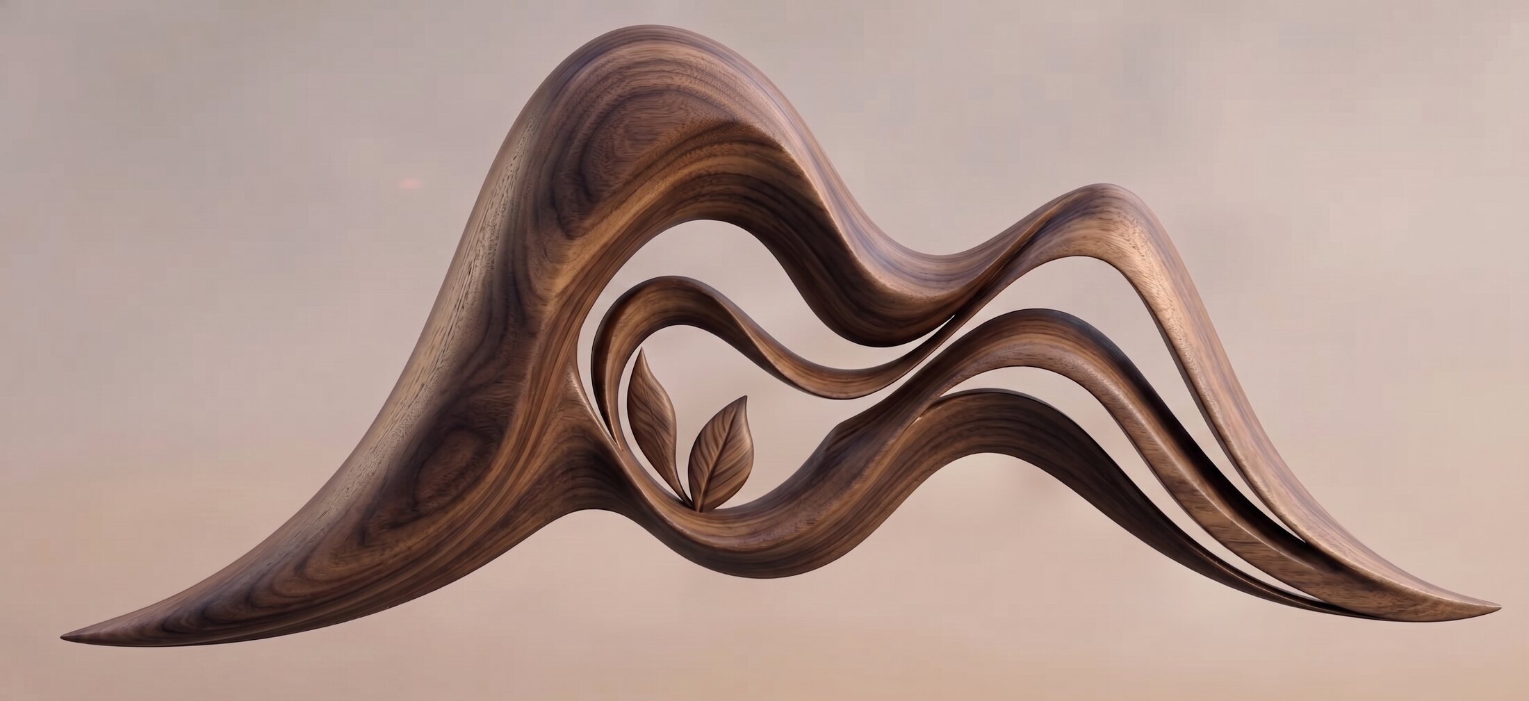 Close detail of the walnut grain travelling along the curve.